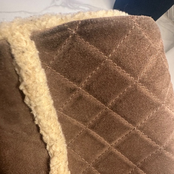 AQUATALIA Callie Faux Fur Trim Shearling Chestnut Suede Wedge Boots Sz 8 - Picture 8 of 14